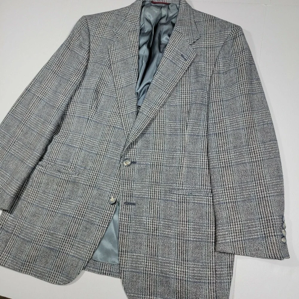 Hart Schaffner Marx Famous Barr‎ Vintage Sport Coat - Gray Blue - about 45R